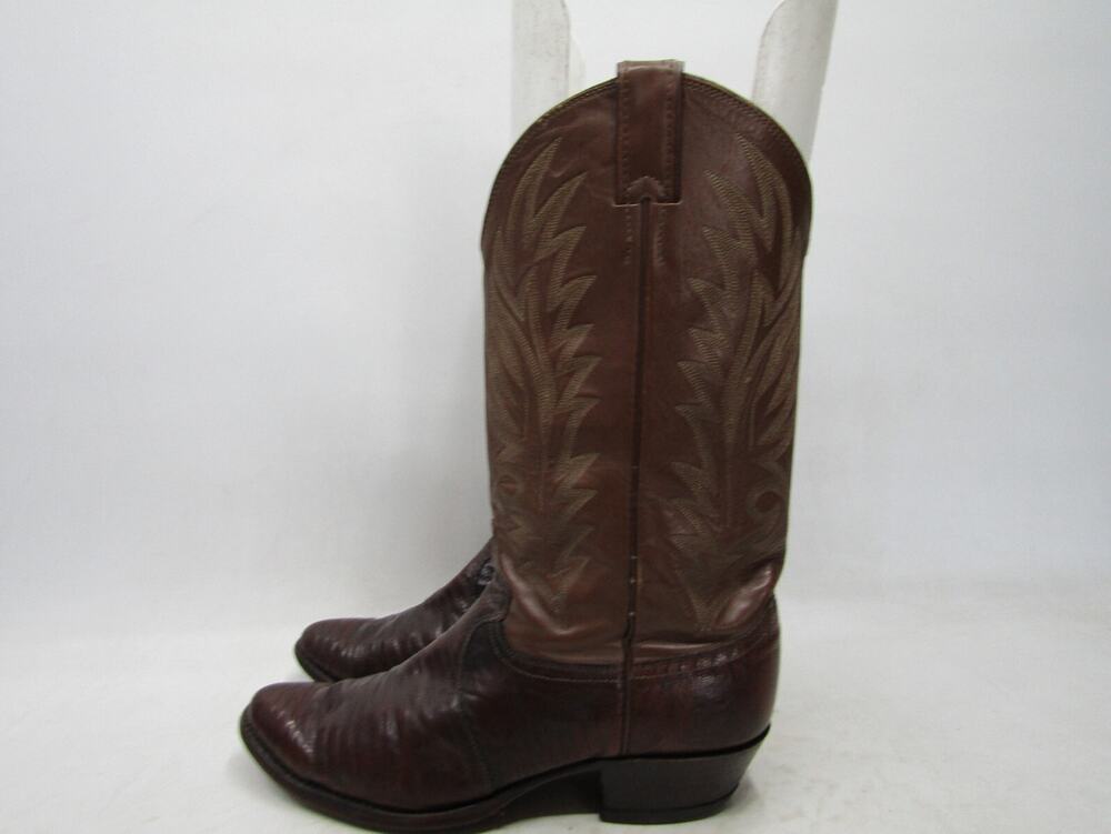Justin Mens Size 9.5 D Brown Leather Lizard Cowboy Western Boots